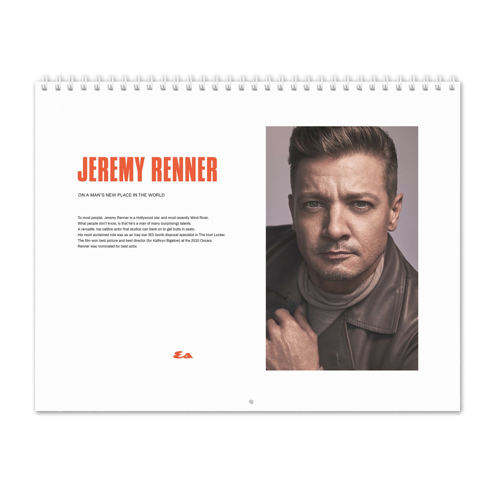 00 Jeremy Renner - On A Man's New Place In The World 2027 Wall Calendar