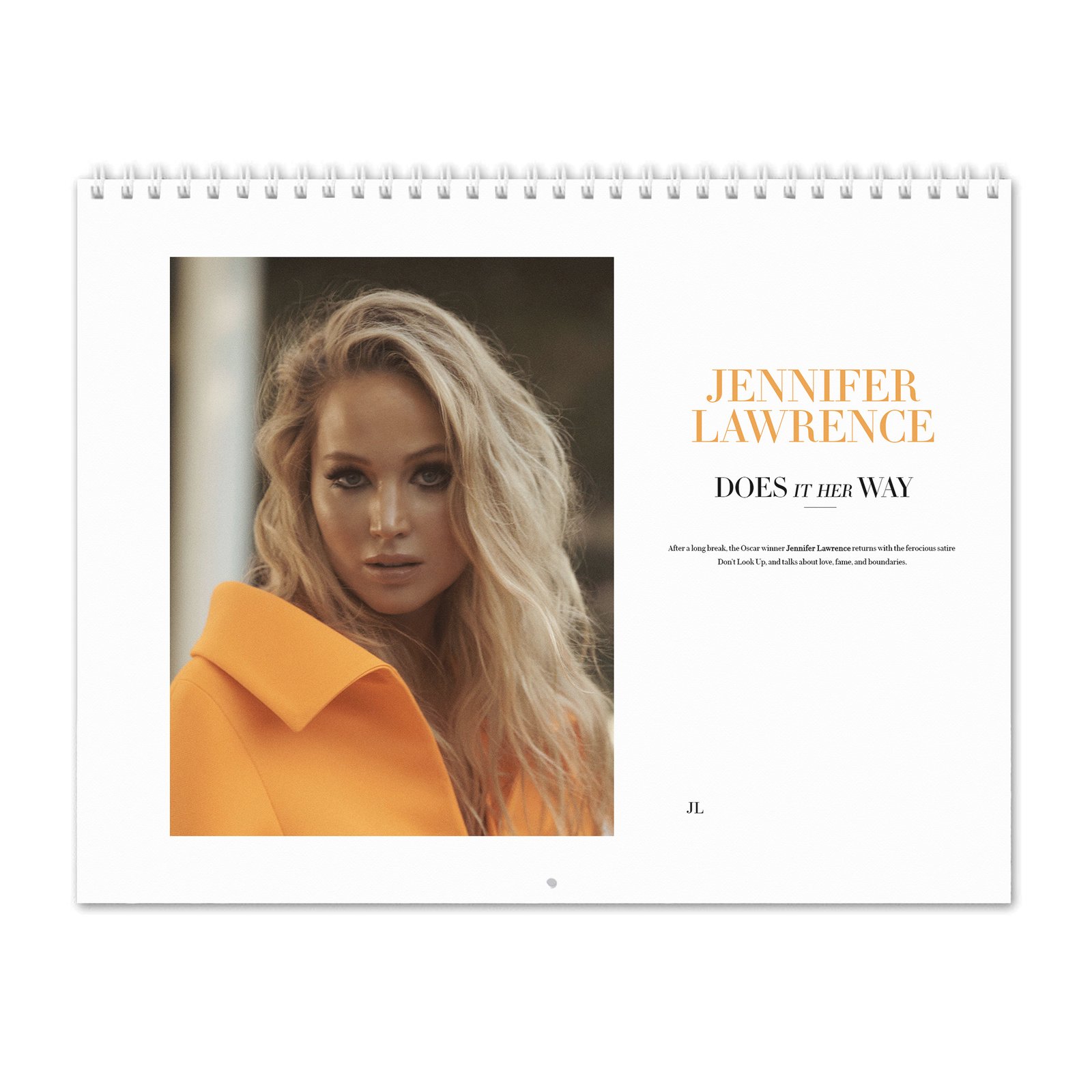 00 Jennifer Lawrence - Does It Her Way 2027 Wall Calendar