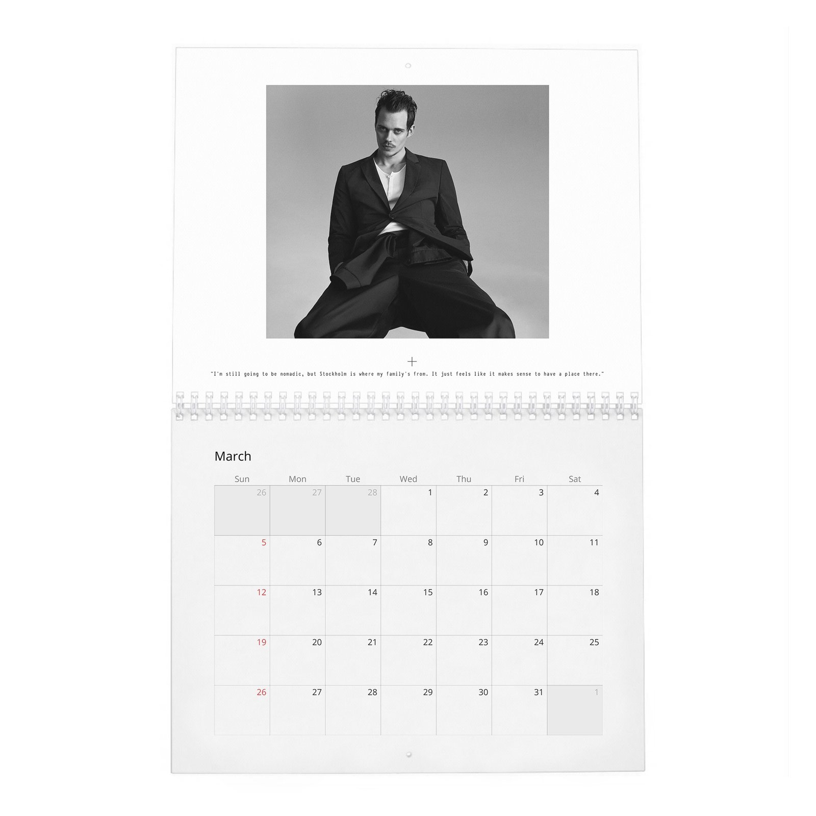Bill Skarsgard - Hollywood’s Current “It” Boy 2027 Wall Calendar