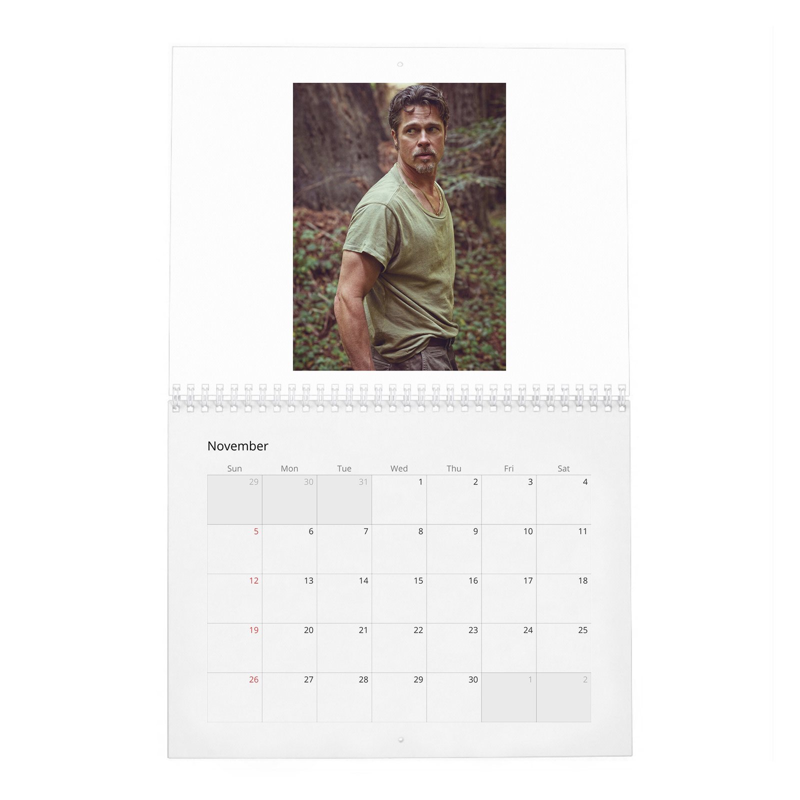 11 Brad Pitt - Forest Soul 2027 Wall Calendar