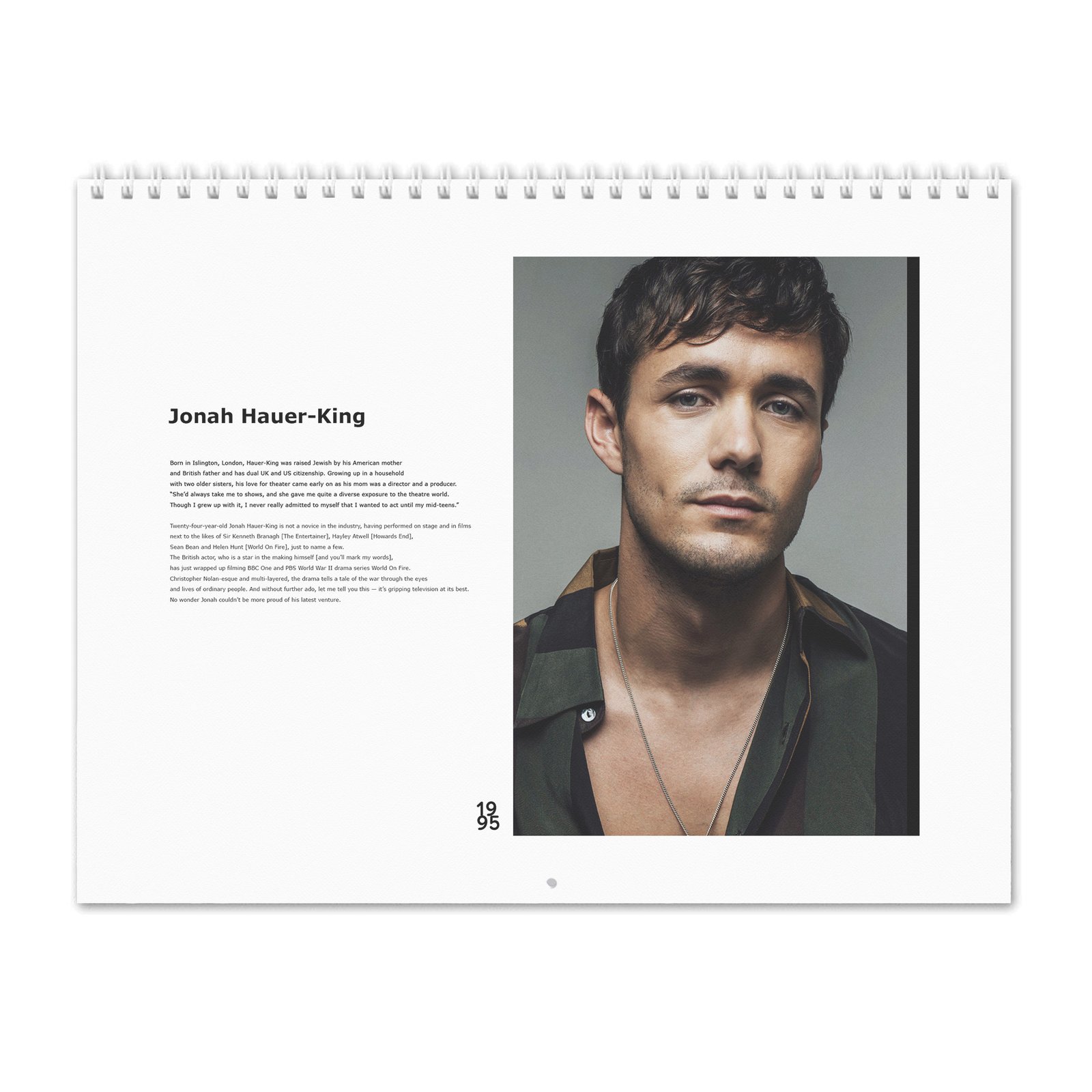 00 Jonah Hauer-King - Ready For His Close-Up 2027 Wall Calendar