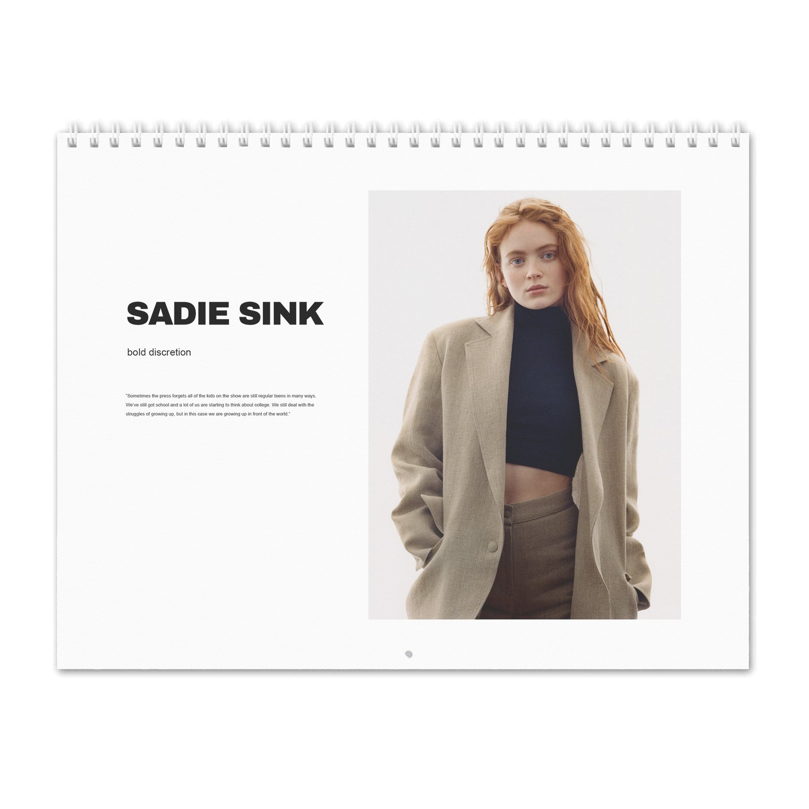 00 Sadie Sink - Bold Discretion 2027 Wall Calendar