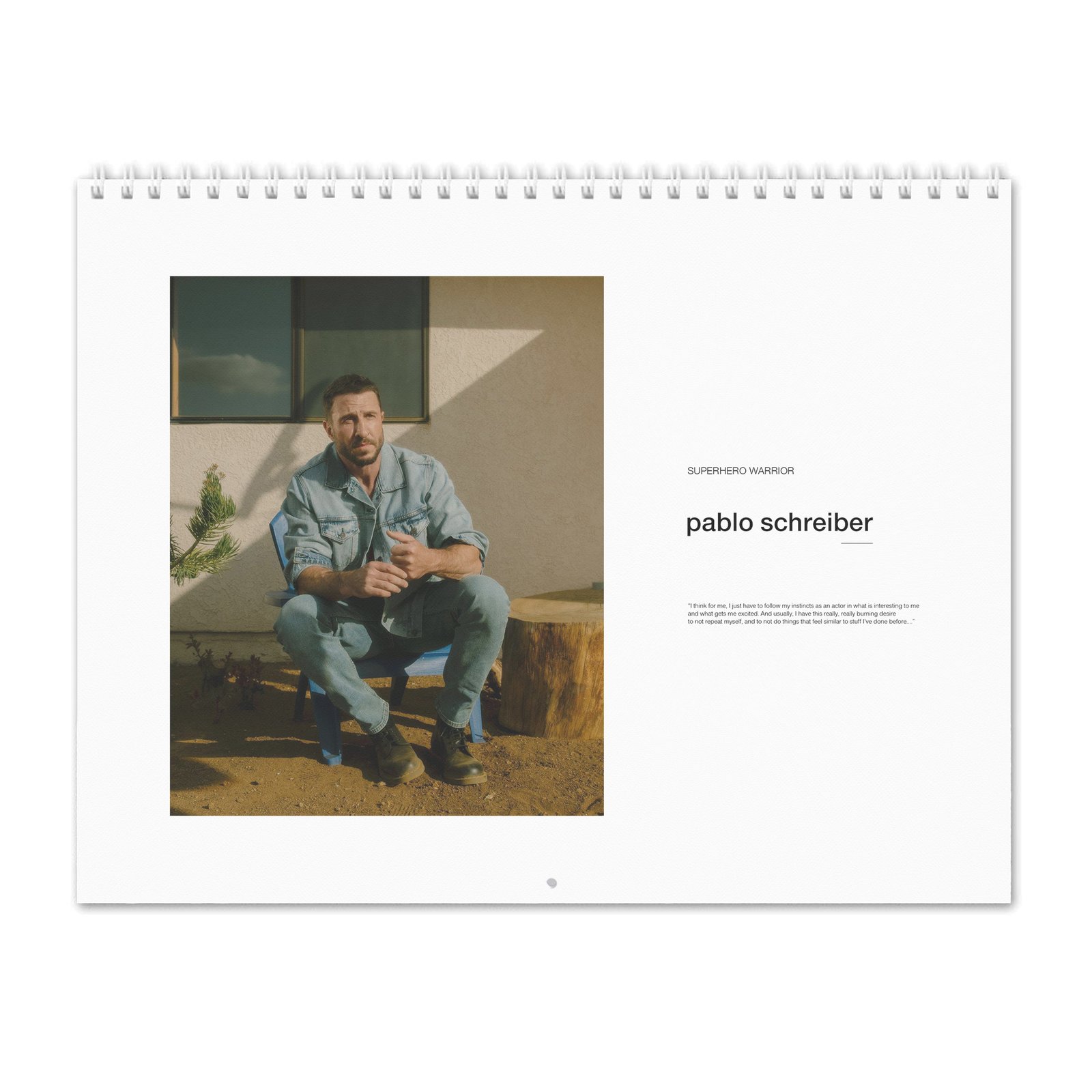 00 Pablo Schreiber - Superhero Warrior 2027 Wall Calendar