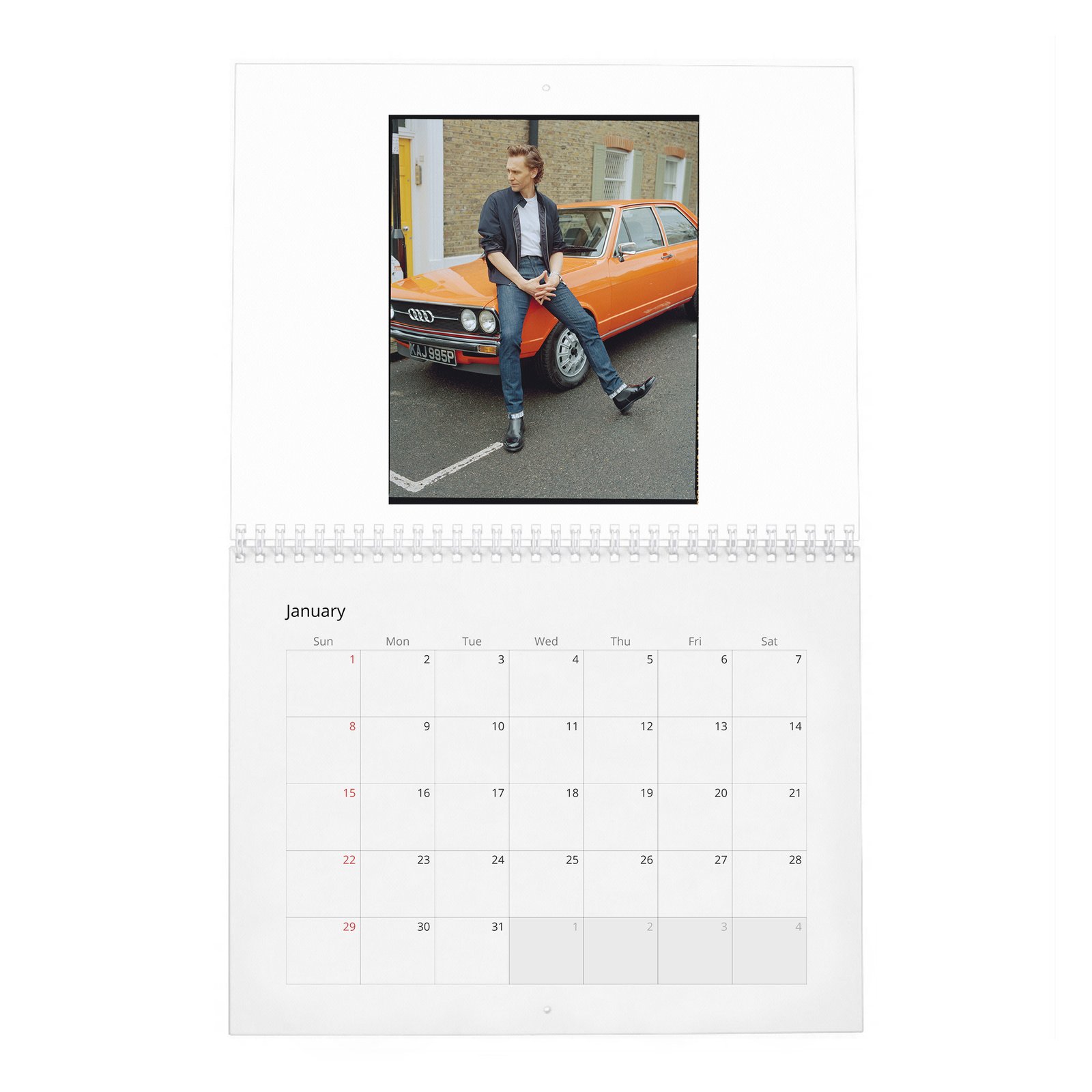 01 Tom Hiddleston - A Day Off 2027 Wall Calendar