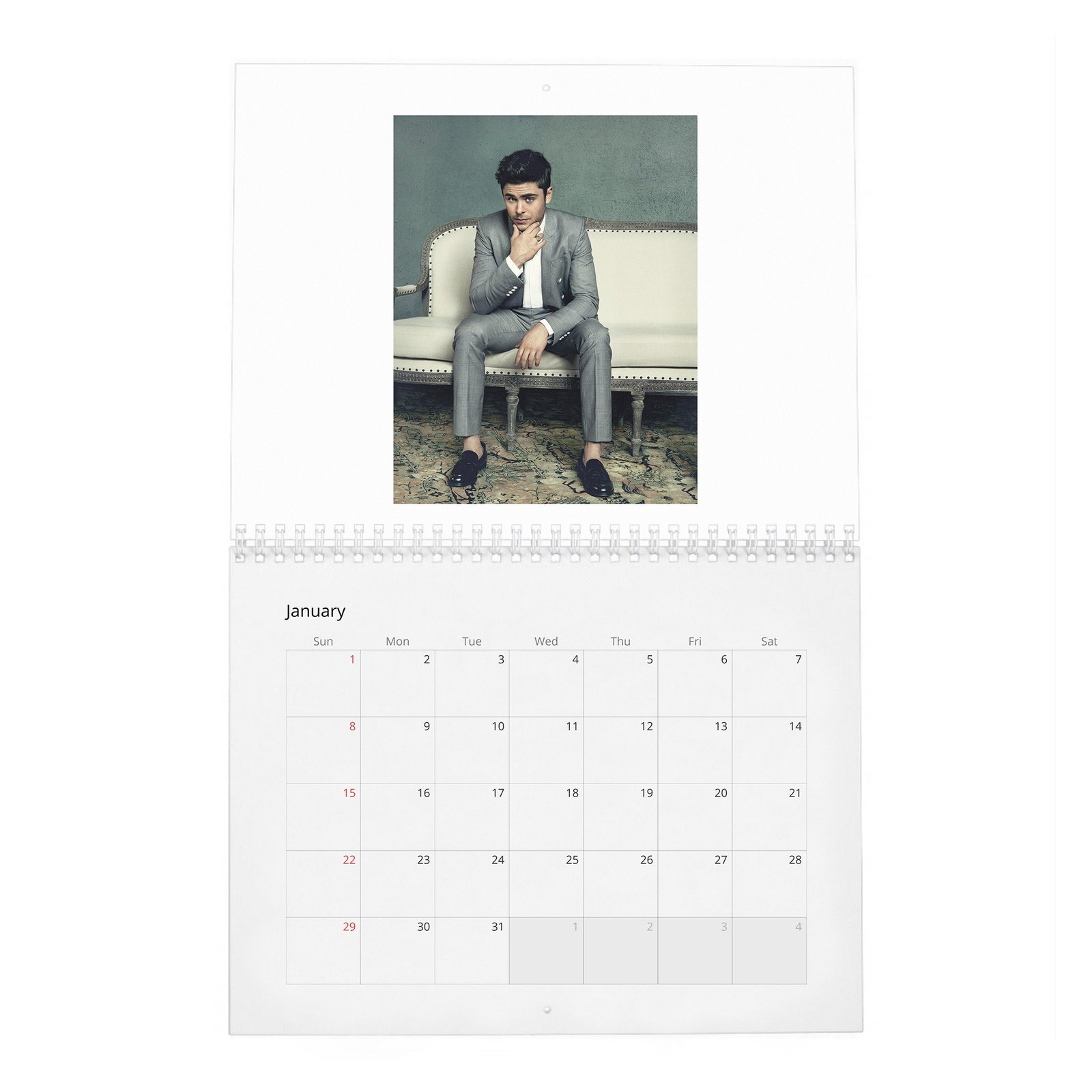 01 Zac Efron - Flaunt 2027 Wall Calendar