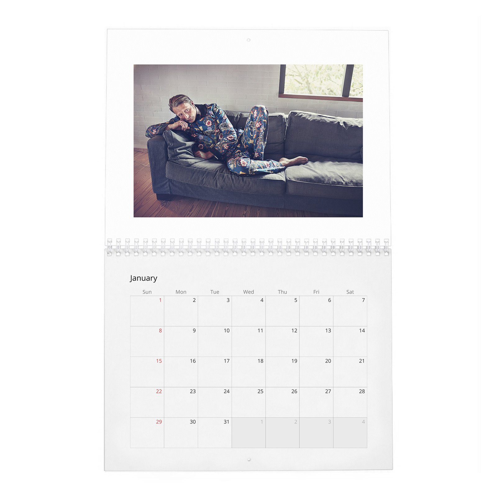 01 Mads Mikkelsen - Poker Face 2027 Wall Calendar