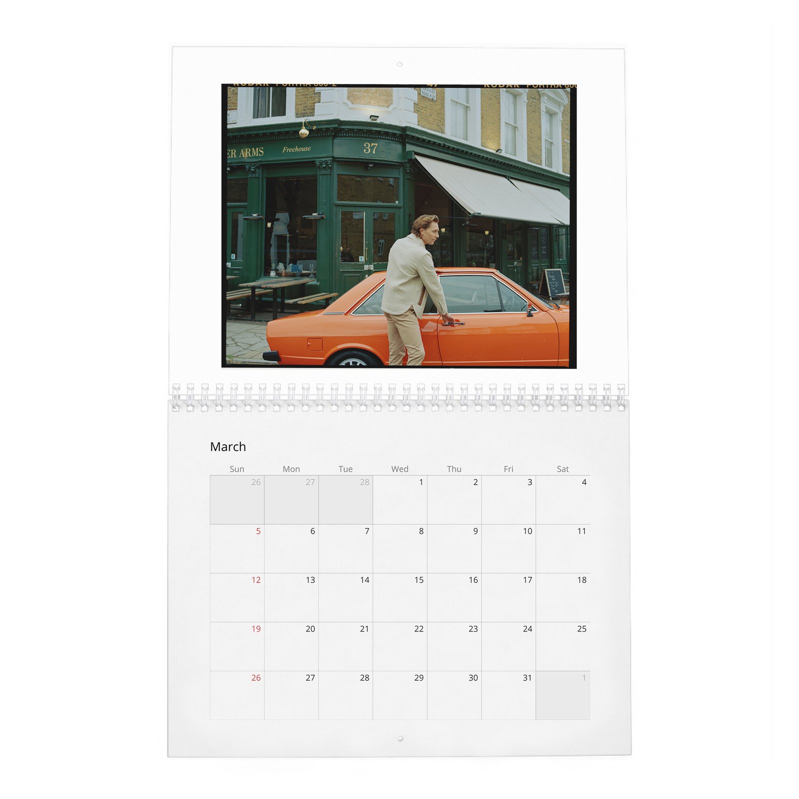 03 Tom Hiddleston - A Day Off 2027 Wall Calendar