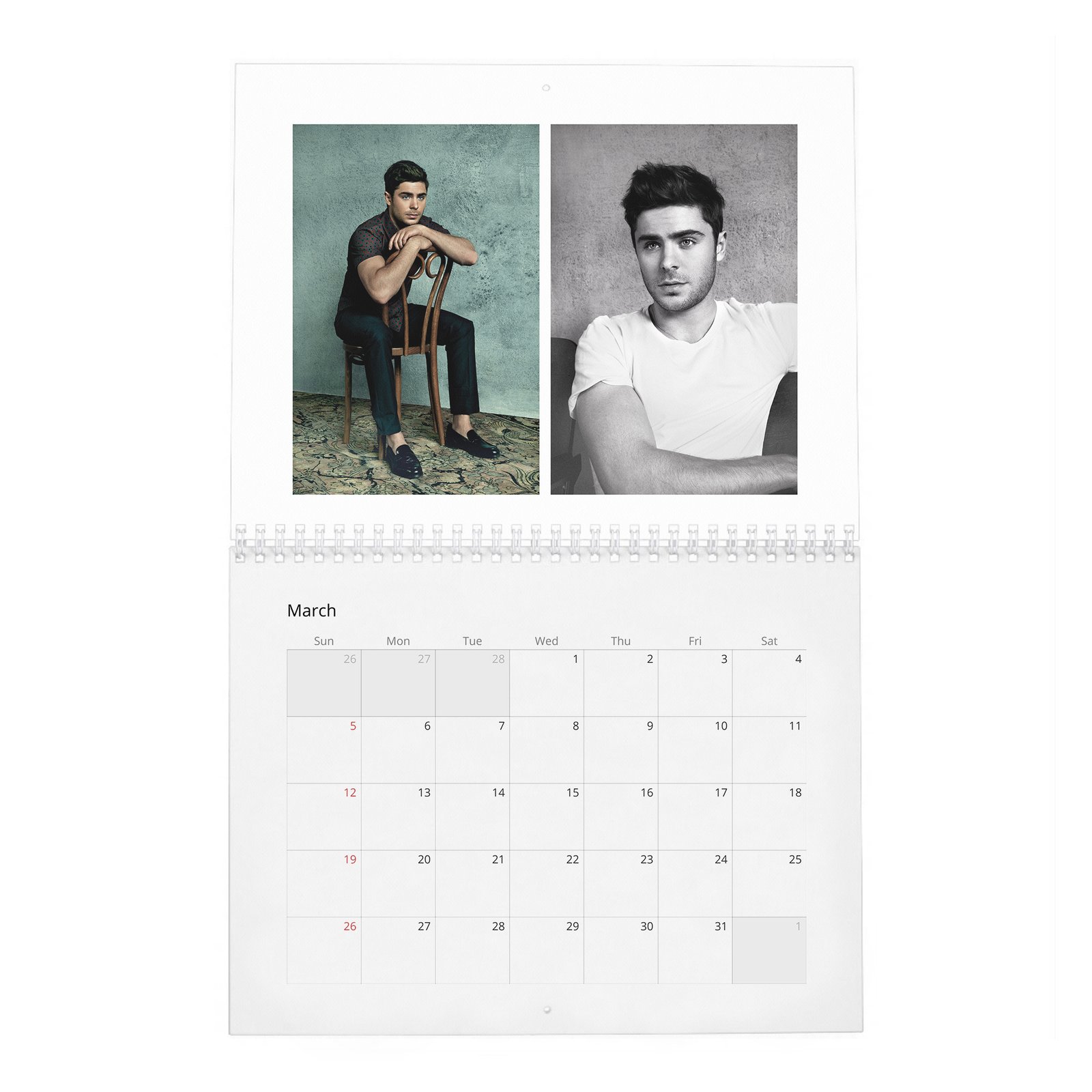 03 Zac Efron - Flaunt 2027 Wall Calendar
