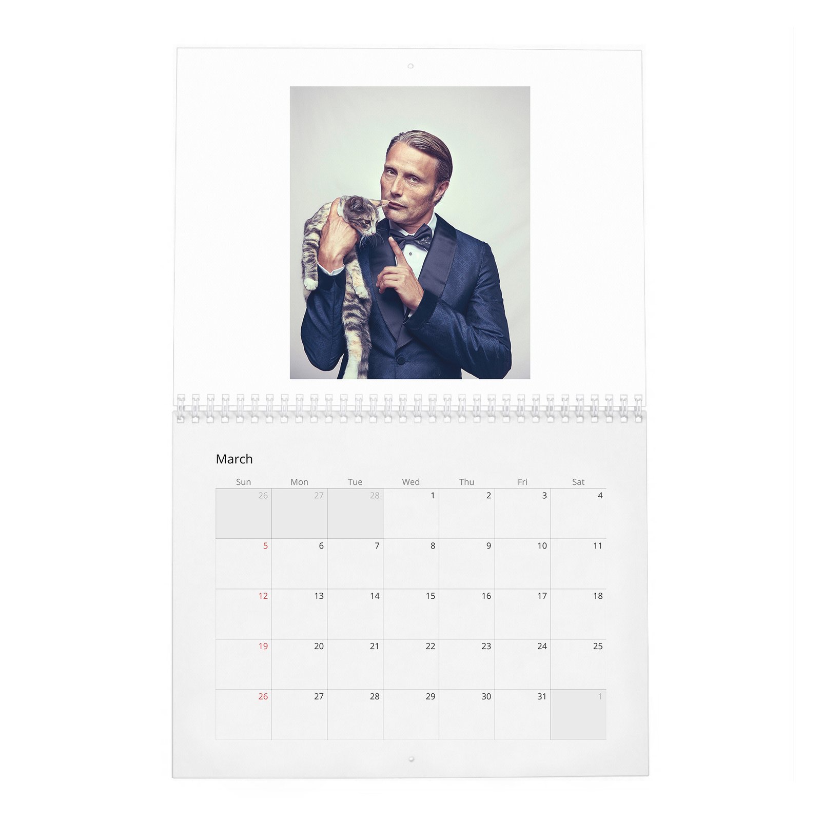 03 Mads Mikkelsen - Poker Face 2027 Wall Calendar