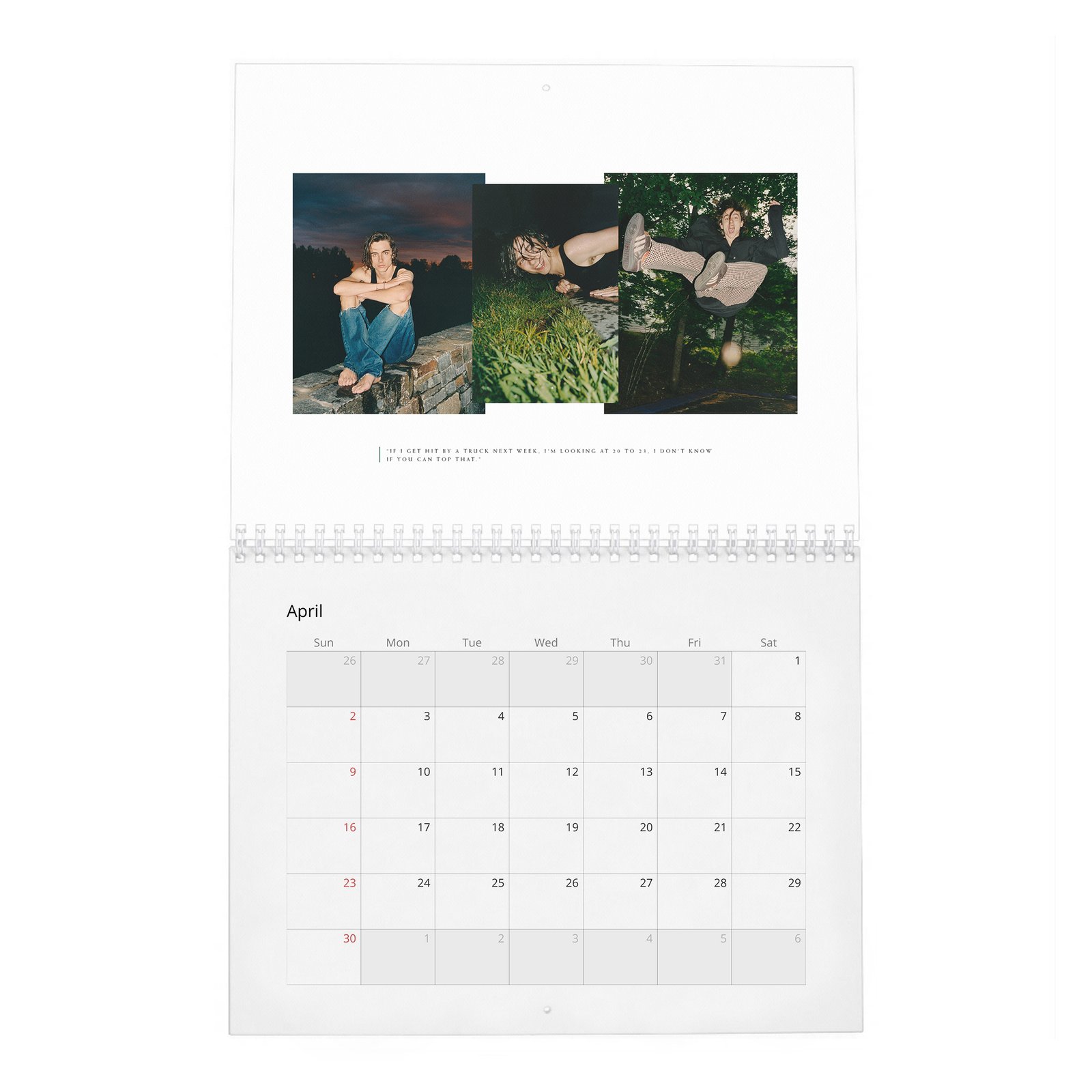 04 Timothée Chalamet - Hiding Out In Woodstock With 2027 Wall Calendar