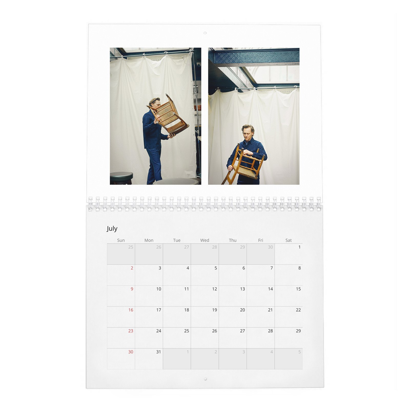 07 Tom Hiddleston - A Day Off 2027 Wall Calendar