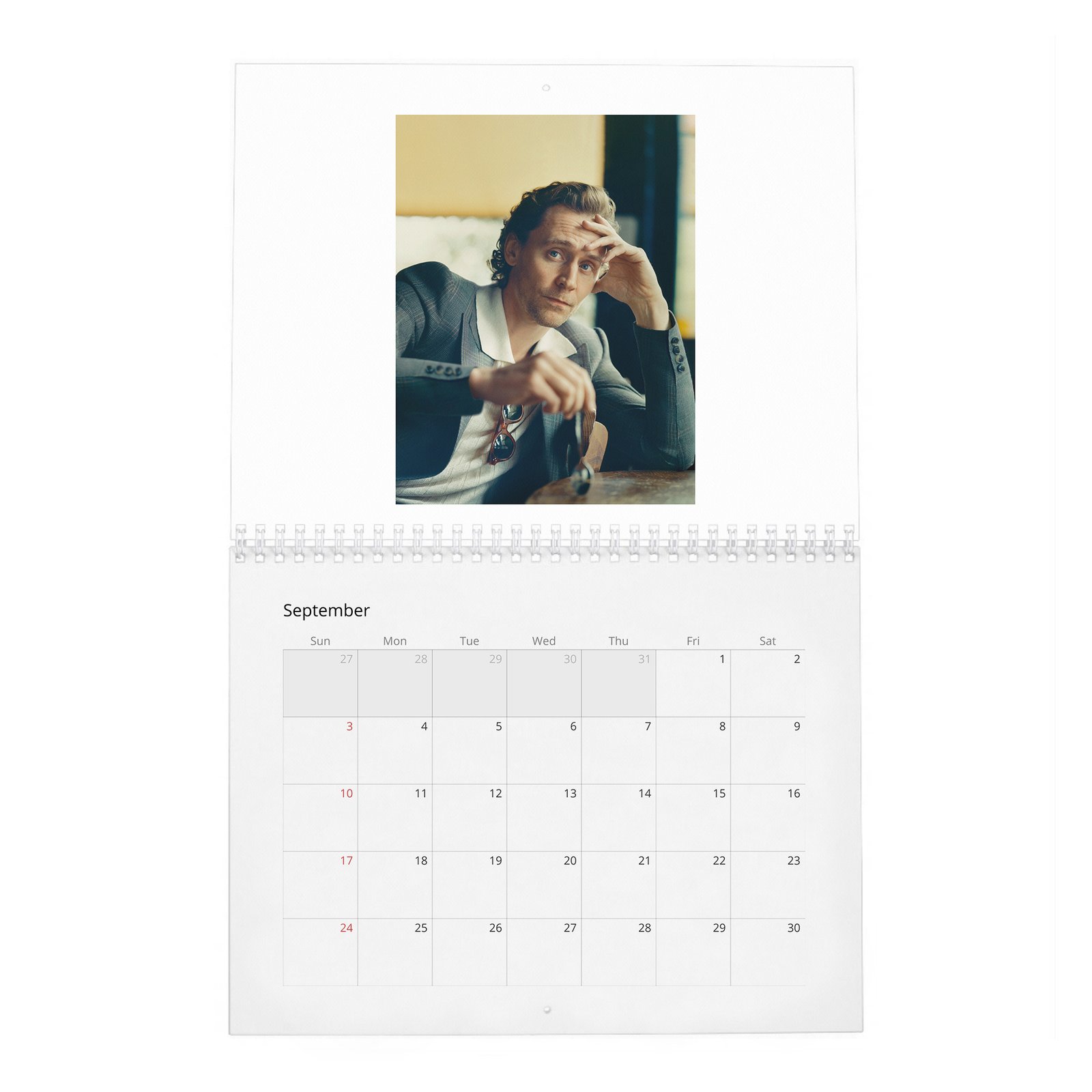 09 Tom Hiddleston - A Day Off 2027 Wall Calendar