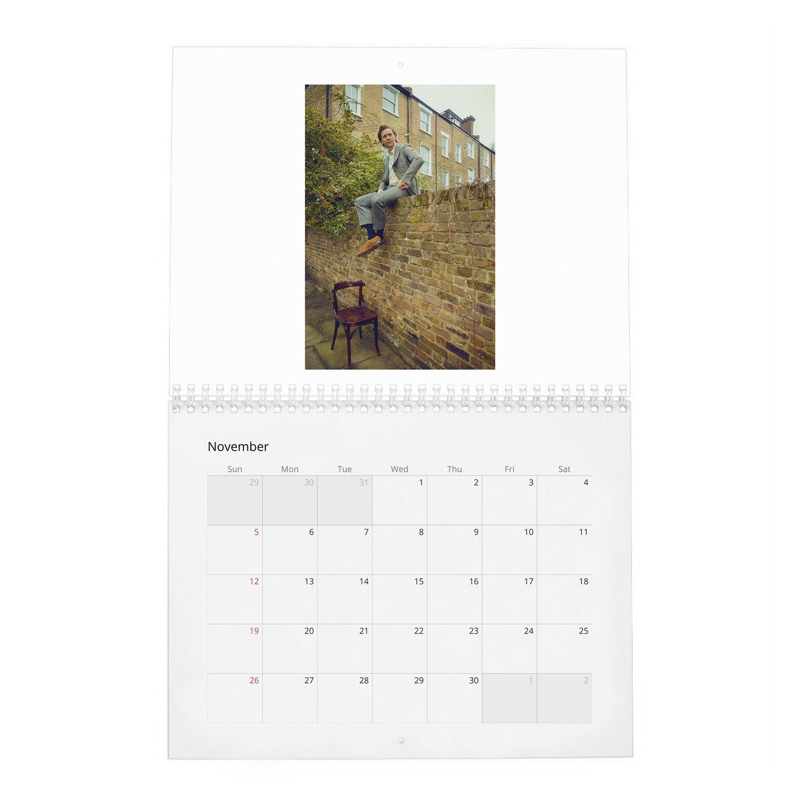 11 Tom Hiddleston - A Day Off 2027 Wall Calendar