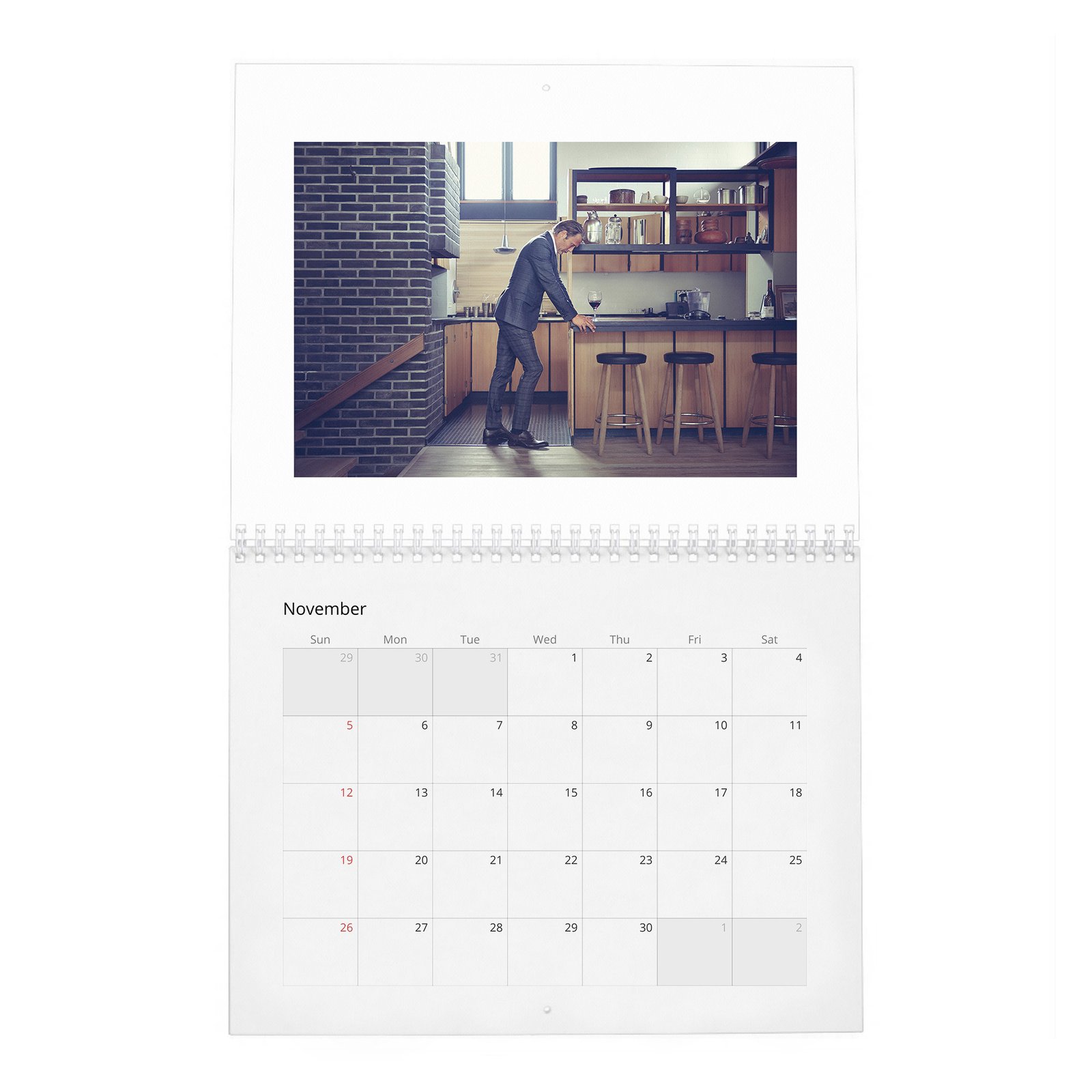 11 Mads Mikkelsen - Poker Face 2027 Wall Calendar