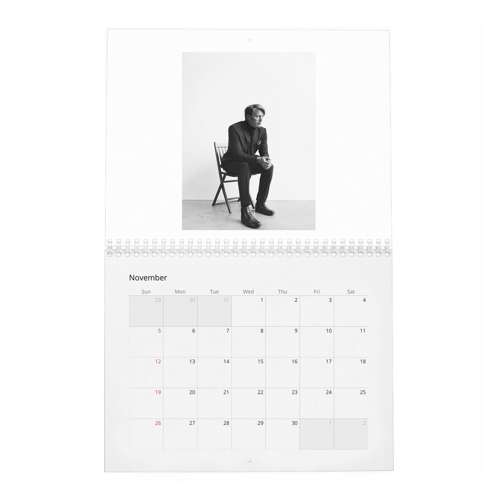 11 Mads Mikkelsen - Zoo 2027 Wall Calendar