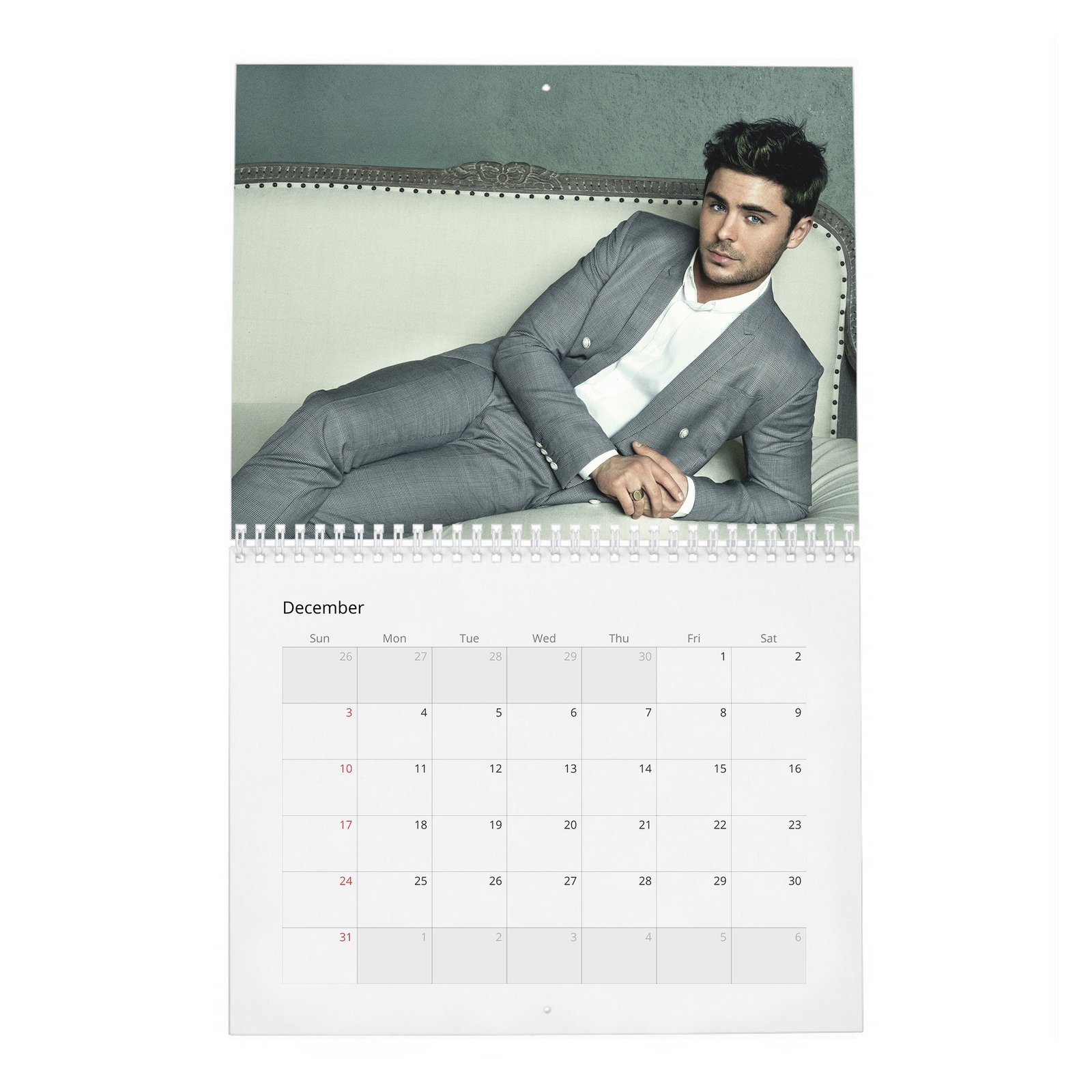 12 Zac Efron - Flaunt 2027 Wall Calendar