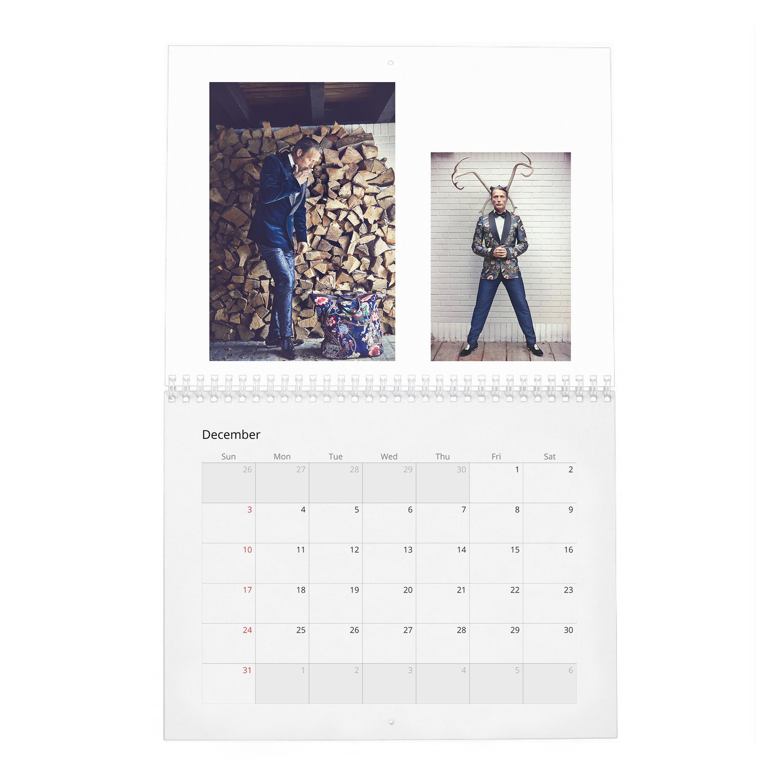 12 Mads Mikkelsen - Poker Face 2027 Wall Calendar