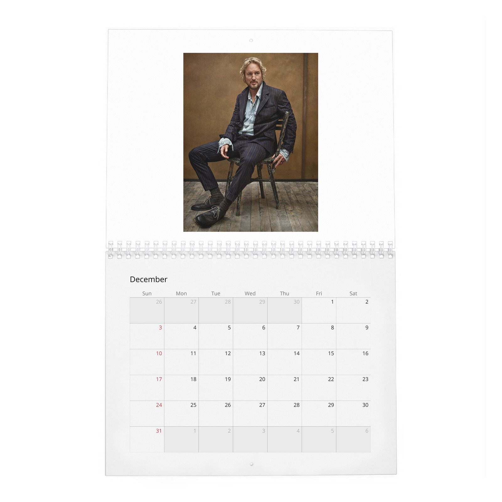 12 Owen Wilson - Doing Great 2027 Wall Calendar